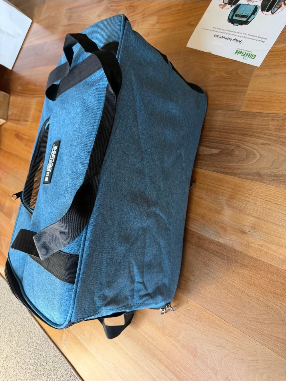 Teal Soft-Sided Cat Carrier with Mesh Venting
